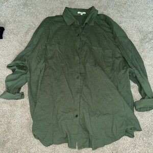 Olive Green Button-Up Shirt